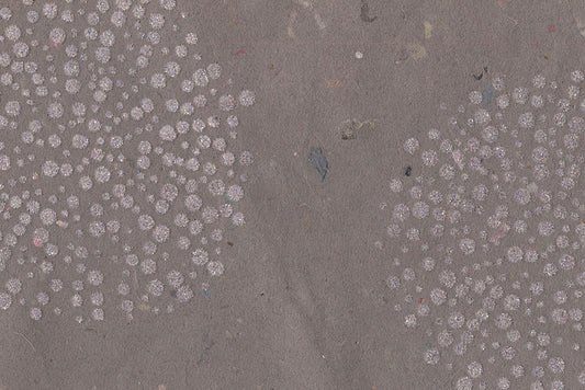 Multi Glitter Bursts: Gray Flock on Brown Paper Shreds & Banana Fibre Handmade Paper ~45gsm Set of 5 50X74cm each