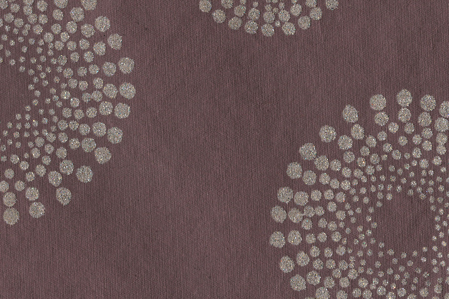 Dotted Concentrics: Taupe Flock + Multi Glitter on Rosewood Violet Handmade Paper 