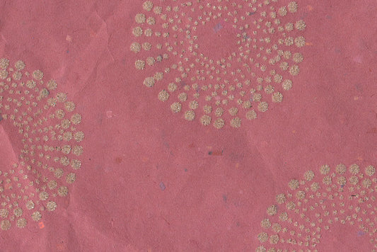 Multi Glitter Dotted Concentrics: Beige Flock on Pink Paper Shreds & Banana Fibre Handmade Paper ~50gsm Set of 5 50X74cm each