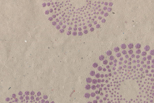 Multi Glitter Dotted Concentrics: Magenta Flock on Gray Beige Paper Shreds & Banana Fibre Handmade Paper ~60gsm Set of 5 50X74cm each