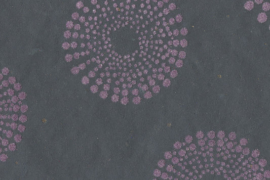 Multi Glitter Dotted Concentrics: Magenta Flock on Blue Paper Shreds & Banana Fibre Handmade Paper ~80gsm Set of 5 50X74cm each