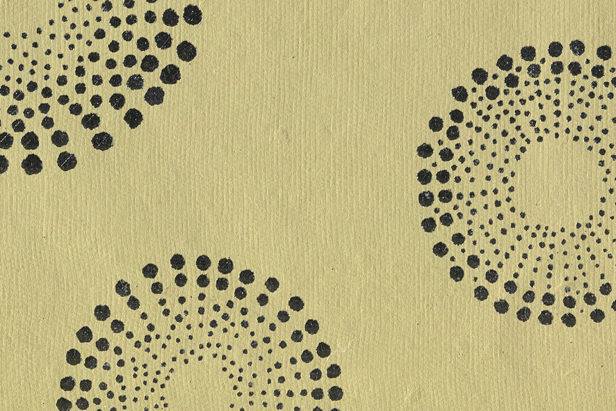 Dotted Concentrics: Silver Foil on Endive Green Handmade Paper