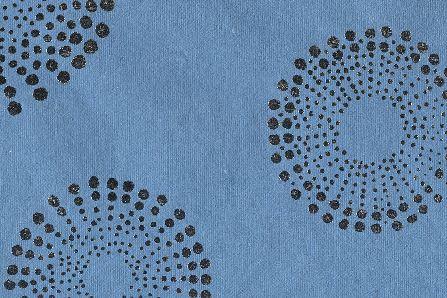 Dotted Concentrics: Silver Foil on Blue Blast Handmade Paper