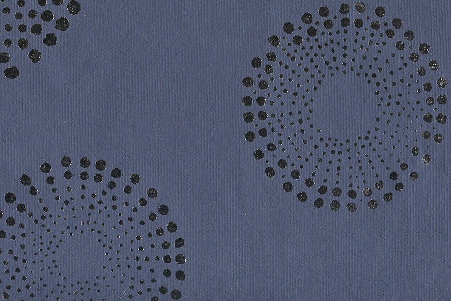 Dotted Concentrics: Silver Foil on French Blue Handmade Paper
