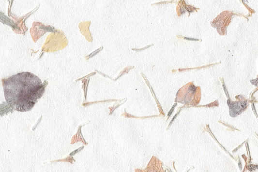 Ultra White with Mix Colour Marigold & Leaves Handmade Paper ~60gsm Set of 5 50x74cm each