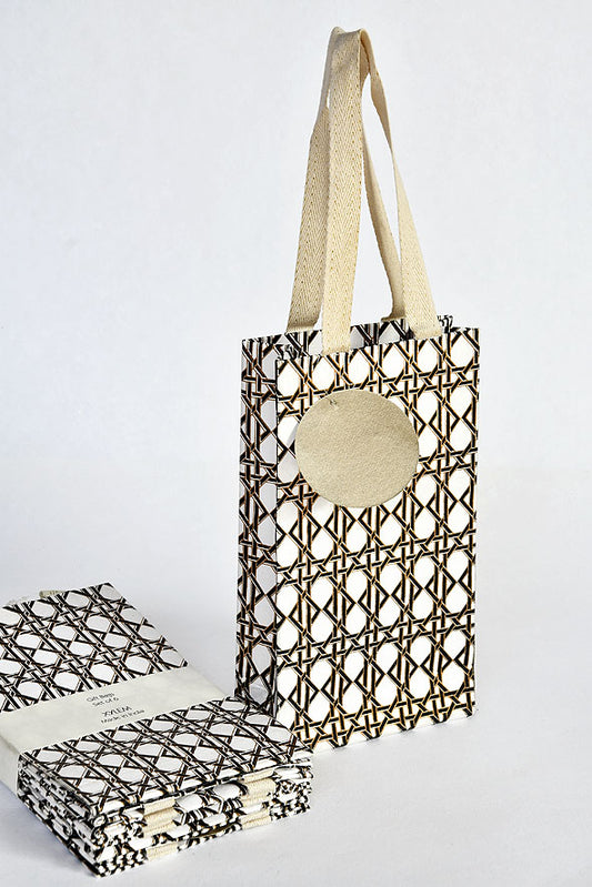Art Deco White Gift Bags Small, Set of 6, 8x4.5