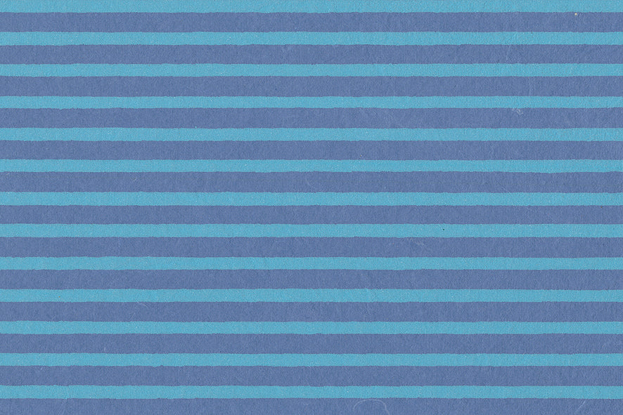 Stripes: Cyan Blue on French Blue Handmade Paper ~100gsm Set of 5 50X70cm each
