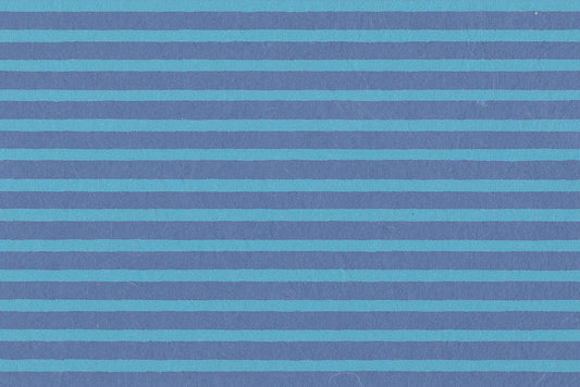 Stripes: Cyan Blue on French Blue Handmade Paper ~100gsm Set of 5 50X70cm each