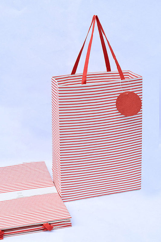Self Stripe Red Gift Bags Large, Set of 4, 14x10