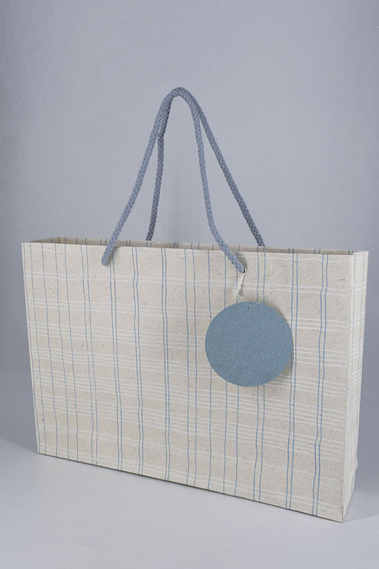 Hand Drawn Plaid Jute Mottled Medium Handmade Paper Gift Bag Online
