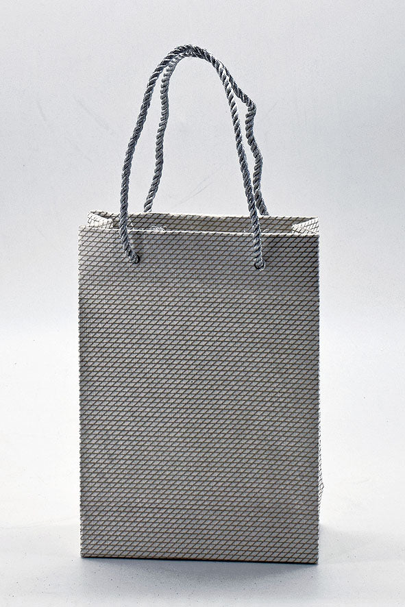 Diagonal Grids White Gift Bags Small, Set of 6, 6.25x4.5