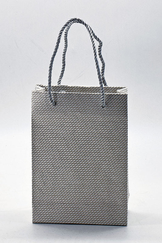 Diagonal Grids White Gift Bags Small, Set of 6, 6.25x4.5