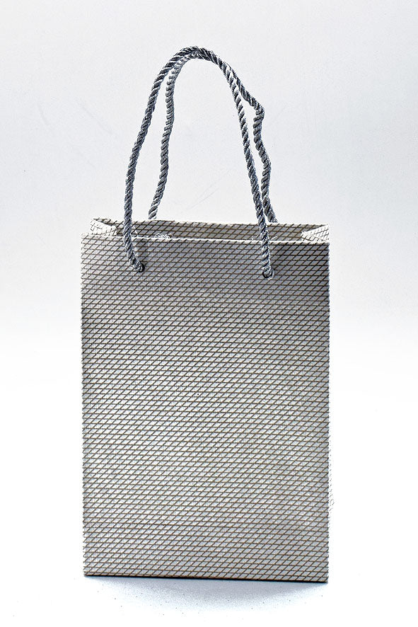 Diagonal Grids White Handmade Paper Gift Bag