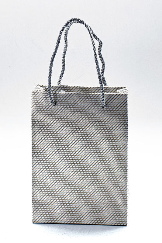 Diagonal Grids White Handmade Paper Gift Bag