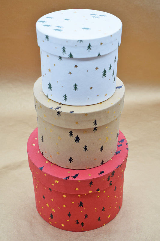 Christmas Tree Handmade Paper Round Gift Box Online 