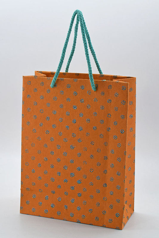 Circlet Star Orange Gift Bags Medium, Set of 4, 9.5x7