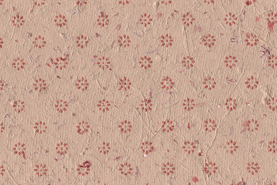 Floret Star Red on Coral Handmade Printed Paper Online
