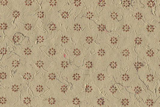 Floret Star Orange on Green Handmade Printed Paper Online