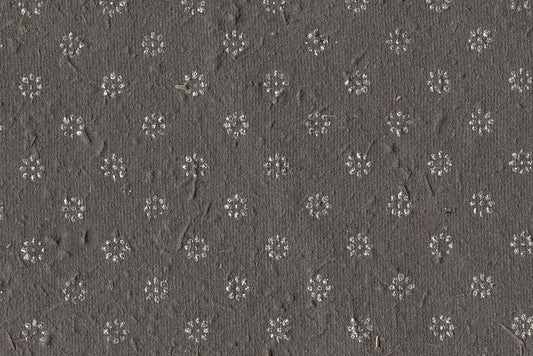 Floret Star Half Drop: Silver Glitter on Black Olive Paper Shreds & Banana Fibre Handmade Paper ~50gsm Set of 5 50X74cm each