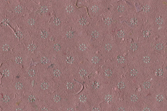 Floret Star Half Drop: Silver Glitter on Rose Paper Shreds & Banana Fibre Handmade Paper ~50gsm Set of 5 50X74cm each