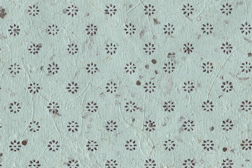 Floret Star Half Drop: Black Glitter on Aquamarine Paper Shreds & Banana Fibre Handmade Paper ~85gsm Set of 5 50X74cm each