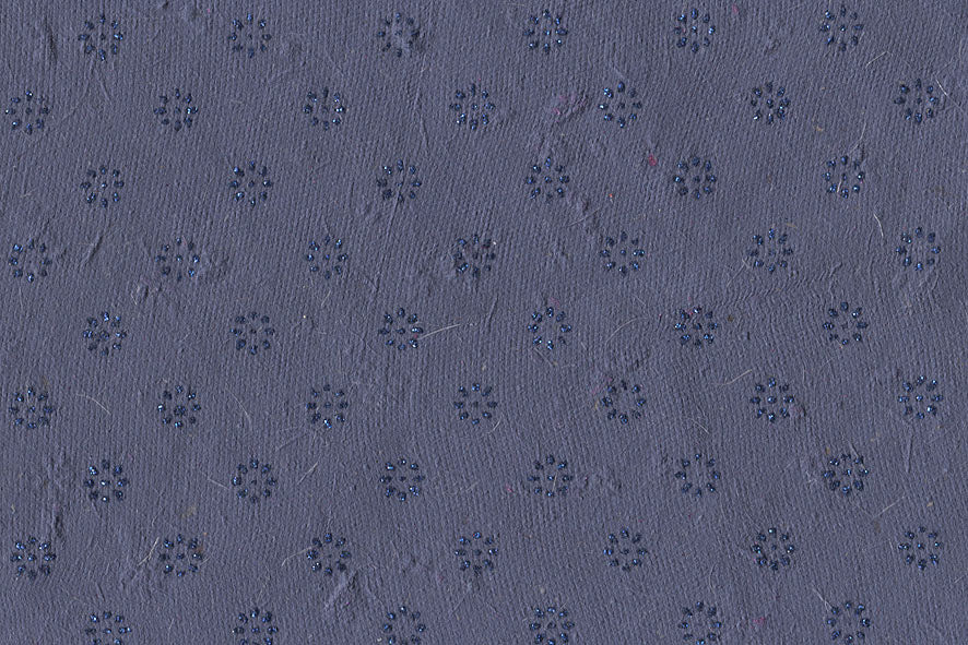 Floret Star Half Drop: Black Glitter on Blue Paper Shreds & Banana Fibre Handmade Paper ~50gsm Set of 5 50X74cm each