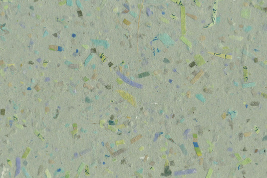 Mixed Naturals Greens & Turquoises Print Trims on Natural Banana Fibre Pulp Overlay Handmade Paper ~60gsm Set of 5 56x76cm each