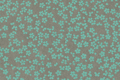 Scattered Blossoms: Assorted Blue Tones on Neutrals ~100gsm Printed Handmade Paper Set of 5 50x70cm each