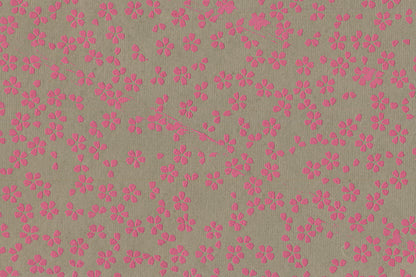 Scattered Blossoms: Assorted Colours on Neutrals ~100gsm Printed Handmade Paper Set of 5 50x70cm each