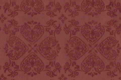 Hearts: Red Flock on Burgundy Red Handmade Paper ~100gsm Set of 5 50X70cm each