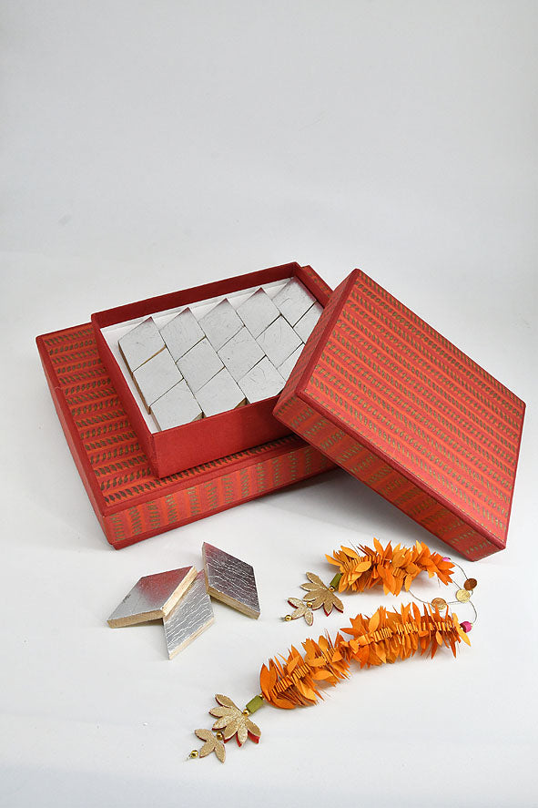 Gift Box for Mithai / Chocolates - Eyes & Stripes with Plain Paper Base