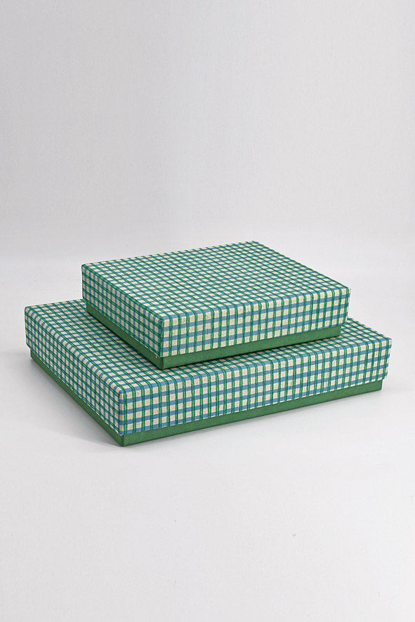 Gift Box for Mithai / Chocolates - Grid Print with Plain Paper Base