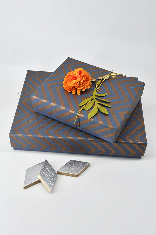 Gift Box for Mithai / Chocolates - Colour Chevron with Plain Paper Base