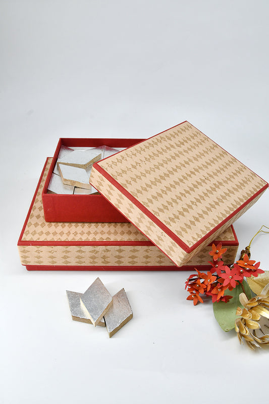 Gift Box for Mithai / Chocolates - Diamonds print with Plain Paper Base