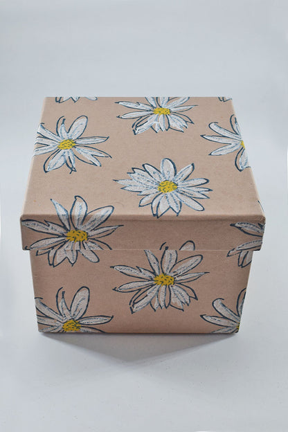 Daisies Pink Square Printed Handmade Paper Gift Box Online