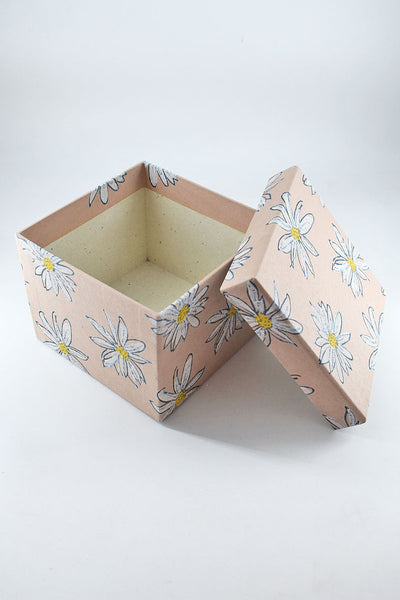 Daisies Pink Square Printed Handmade Paper Gift Box Online