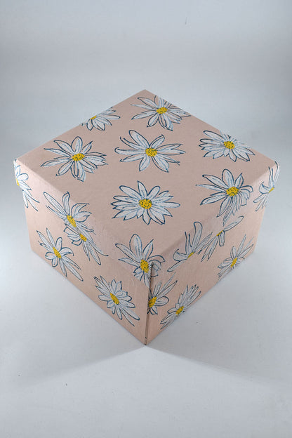 Daisies Dusty Rose Square Printed Handmade Paper Gift Box Online