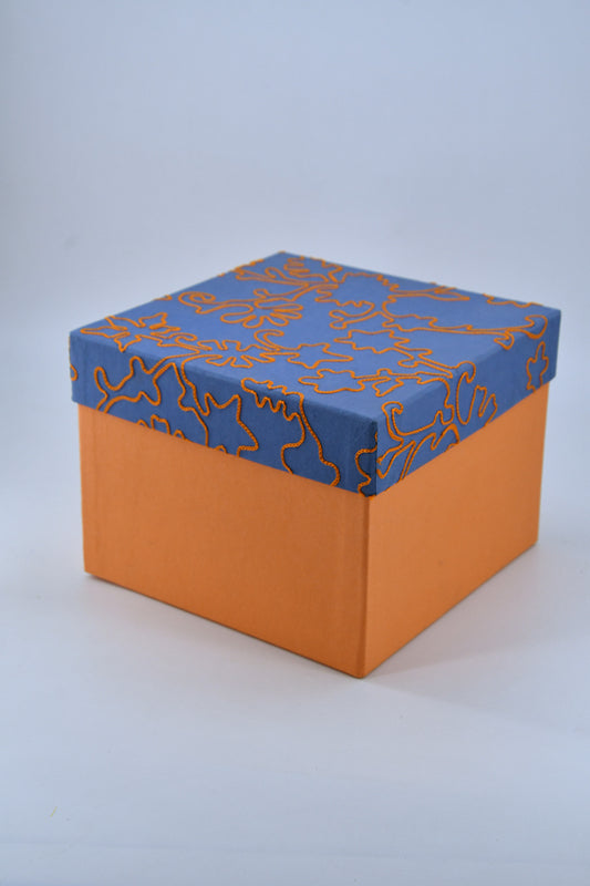 Large Floral Freeform Embroidered Square Gift Box