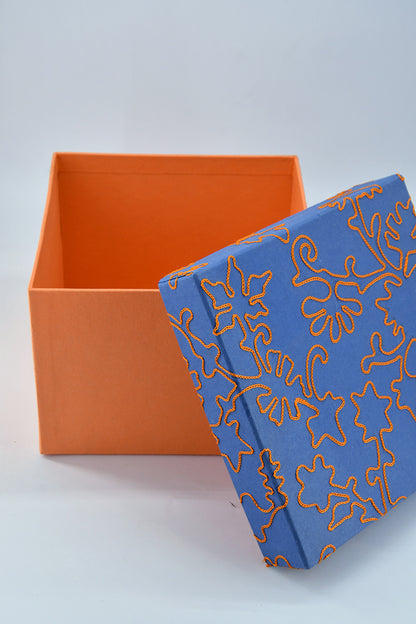 Large Floral Freeform Embroidered Square Gift Box