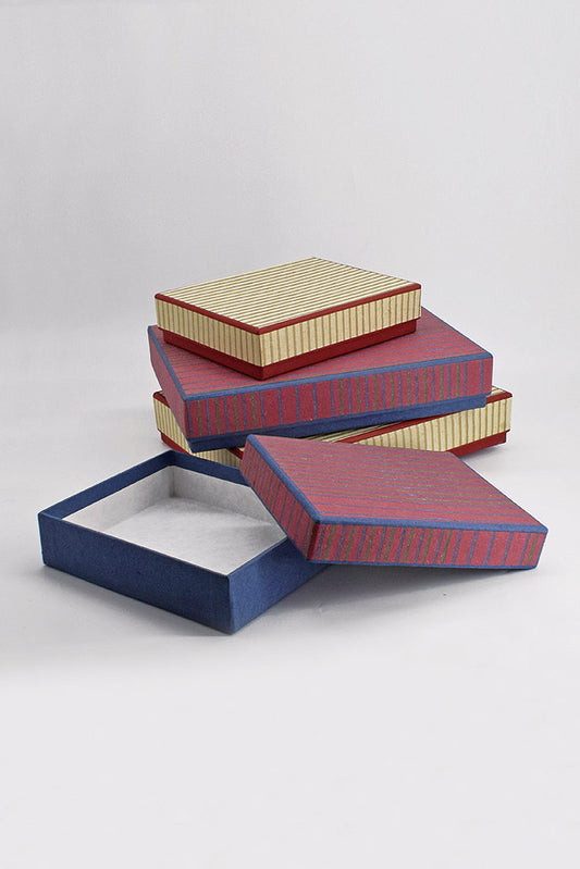 Mithai Boxes - Multi Stripes with Plain Paper Base