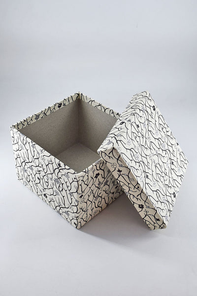 Spiky Vine Black & White Floral Handmade Square Paper Gift Box Online