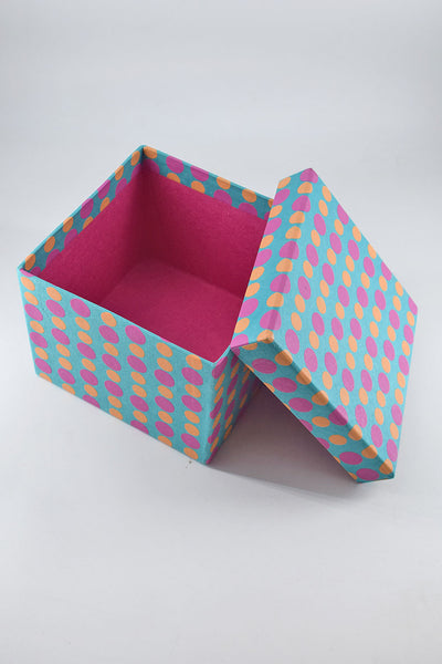 Polka Dots Dark Ocean Printed Handmade Paper Gift Box Online