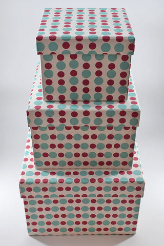 Polka Dots White Red Teal Printed Handmade Paper Gift Box Online