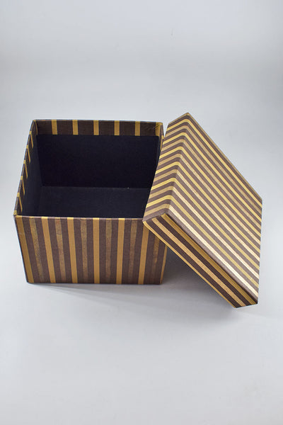 Sripes Black Gold Handmade Square Paper Gift Box Online
