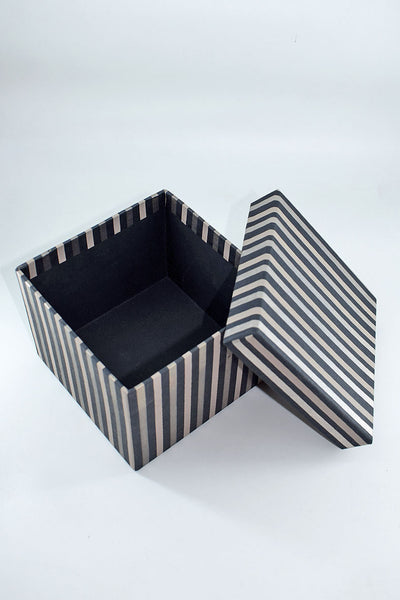 Sripes Black Silver Printed Handmade Square Paper Gift Box Online