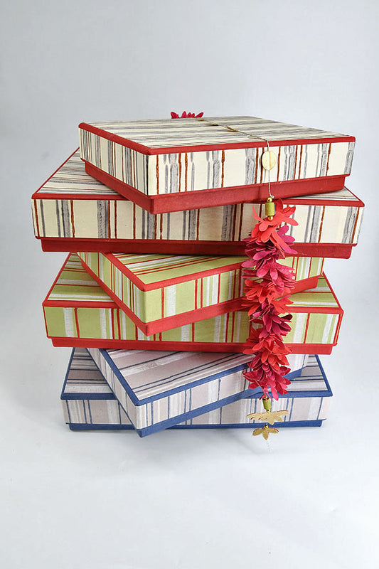 Gift Box for Mithai / Chocolates - Stripes Print with Plain Paper Base