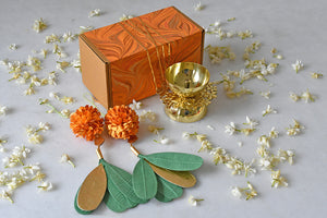 Champa Flower Diya With Marigold Hanging Decor Diwali Gift Hamper Online