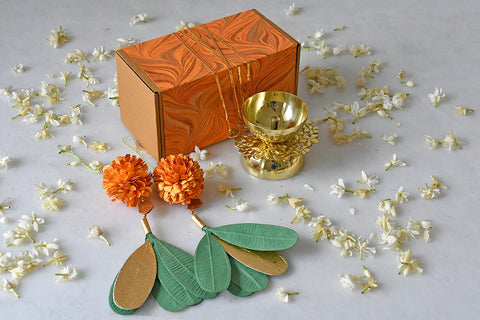 Hamper 9 - Champa Flower Diya Gift Box with Marigold Hanging Décor
