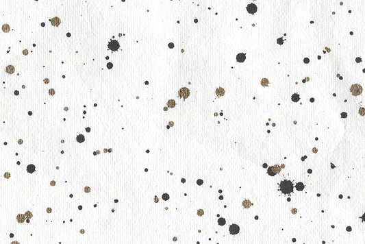 Ink Scatter: Black Gold & Silver on White Handmade Paper ~100gsm Set of 5 50X70cm each