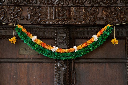 Mogra Flower & Green Leaves paper Vandanwar / Toran